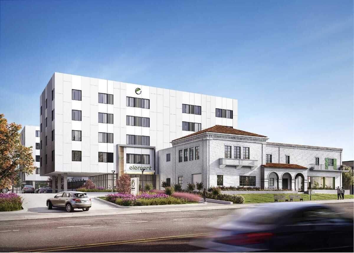 A rendering shows the planned Marriott Element hotel at the former Coca-Cola bottling plant on Stockton Boulevard.